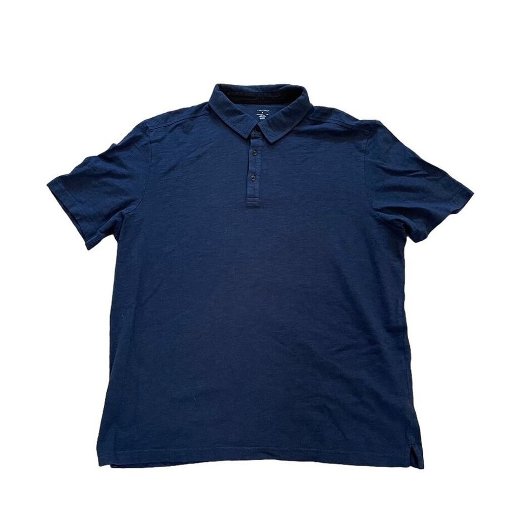 New 14th & Union Nordstrom Navy Blue Short Sleeve Cotton Polo Shirt Size XL